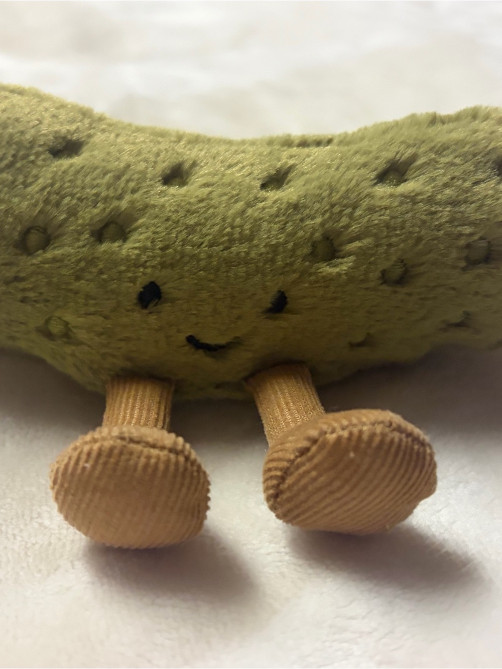 Jellycat Green Pickle Plush with Tan Corduroy Feet